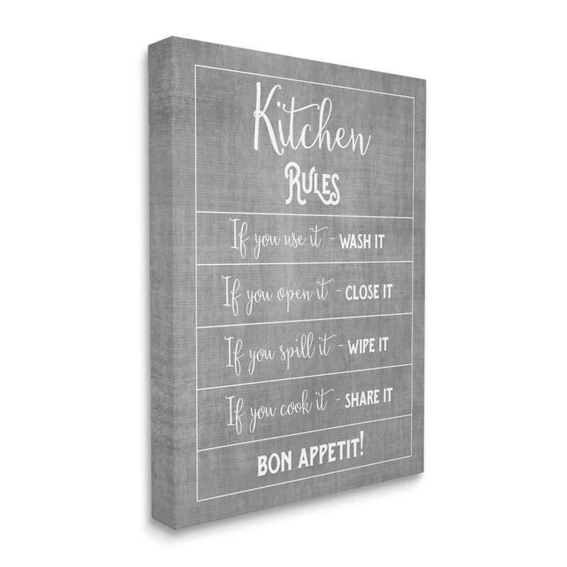 «Kitchen Rules Bon Appetit», art mural sur toile par Amanda Murray, H 20 po x l 16 po x P 1,5 po