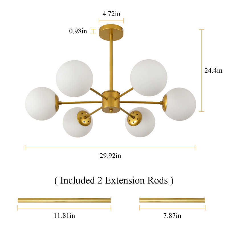 Yoonus 6 - Light Dimmable Sputnik Chandelier