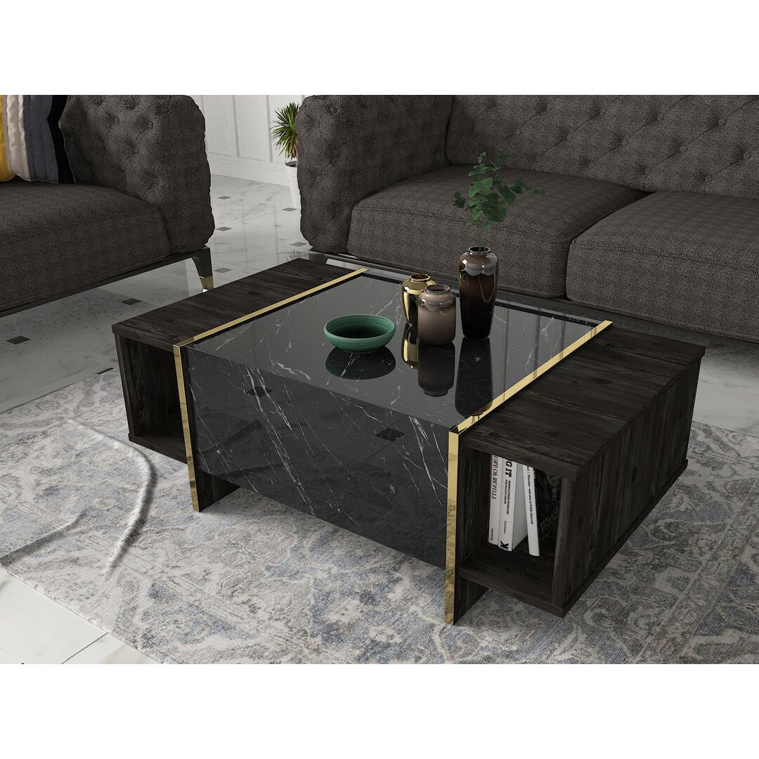 Addilyn Sled Coffee Table with Storage black,brown,yellow