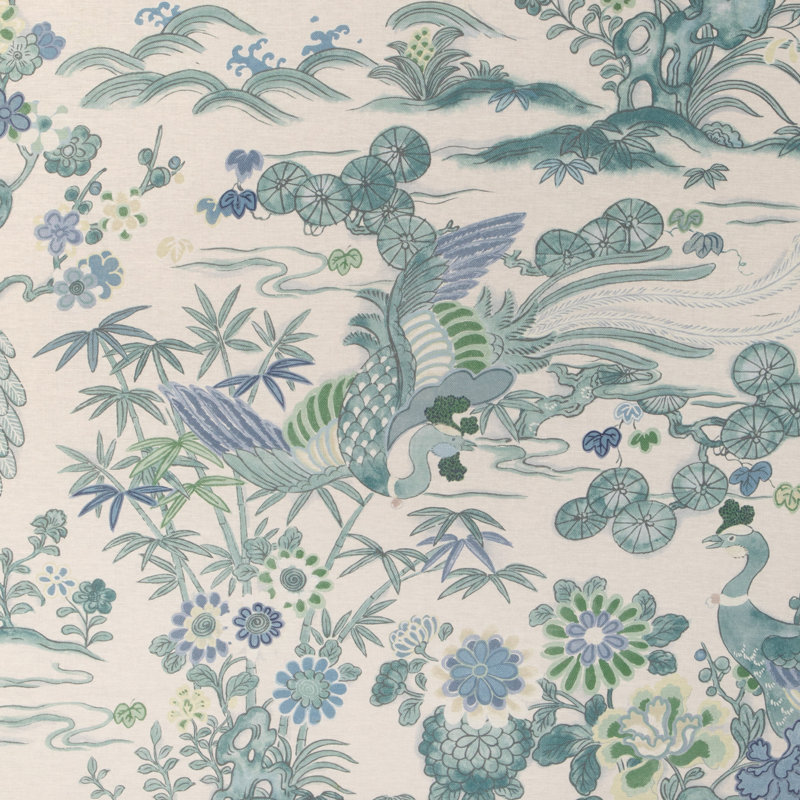 Sakura Print, Blue/Green/Ivory