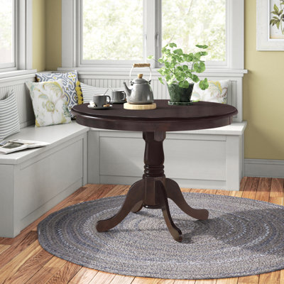 Hartland Kitchen Dining Table - a Round Wooden Table Top with Pedestal Base, Mahogany