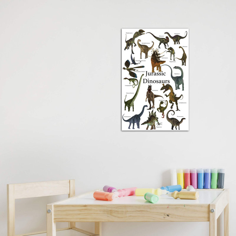 Affiche de dinosaures préhistriques pendant la période jurassique par Corey Ford - impression d'art graphique, Toile tendue