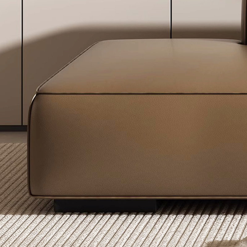 Méridienne Rozalia, Similicuir café, Chaise longue à accoudoir droit