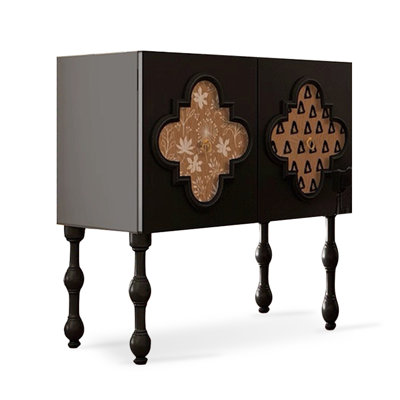 Retro Black Solid Wood Sideboard