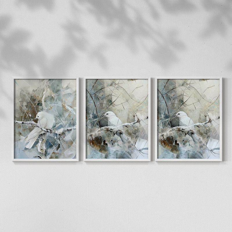 Aviary Study  Series  IX  -Set Of 3 Framed Giclee Prints -Ready to Hang