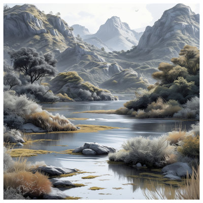Mountain River Landscape Comforter