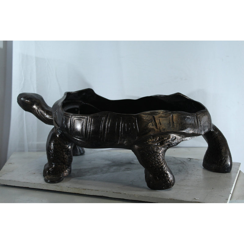 Nifao Large Turtle Planter Aluminum Statue - Whimsical Garden Sculpture with Textured Finish - 35" x 19" x 12"H