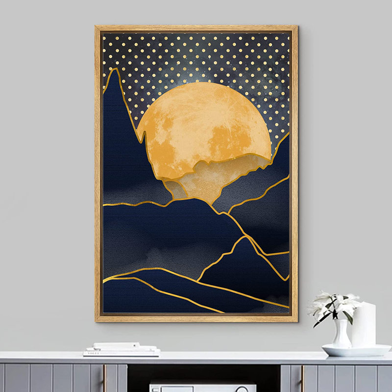 «Abstract Mountains Under the Close Moon - Floater Frame», impression sur toile, H 24 po x l 36 po x P 2 po