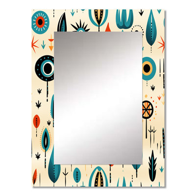 Aviyanah Nomadic Treasures Boho Pattern - Geometric  Wall Mirror, Modern Decorative Mirror, Printed Metal Art