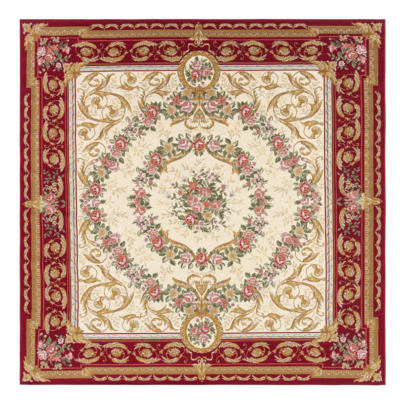 Indoor/Outdoor Traditional Area Rug, Square 7'10"