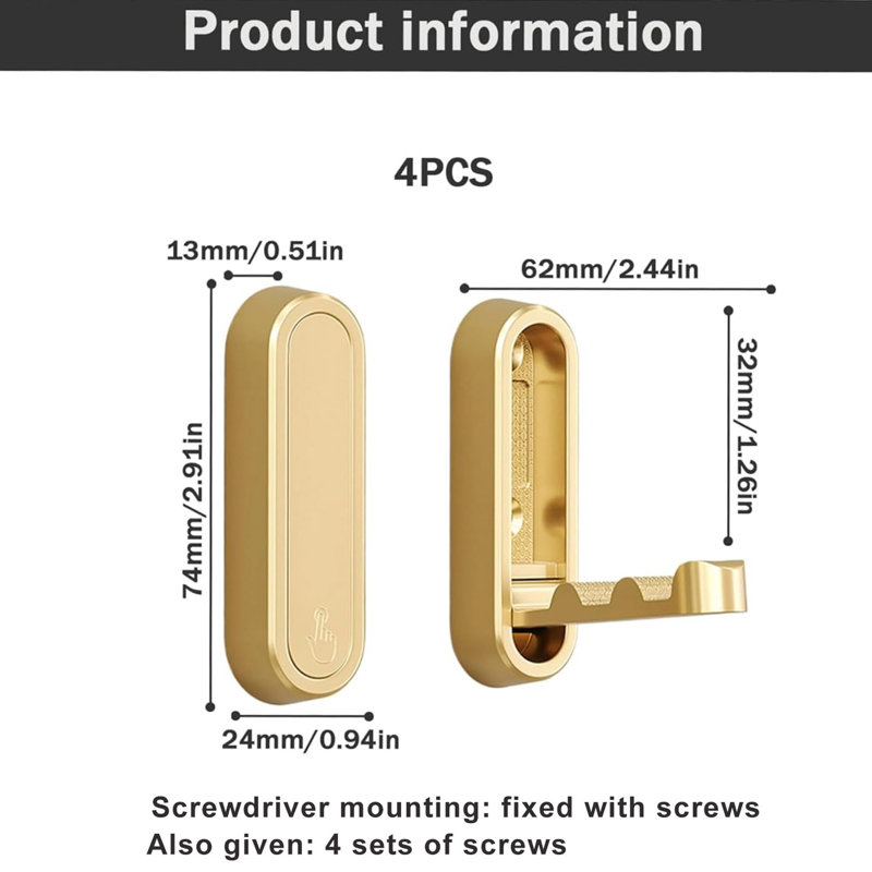 Zinc Wall Mounted Required Wall Hook, Gold