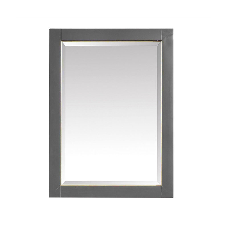 Mason Rectangle Solid Wood Beveled Mirror, Twilight Gray w/ Matte Gold, 32" H x 28" W