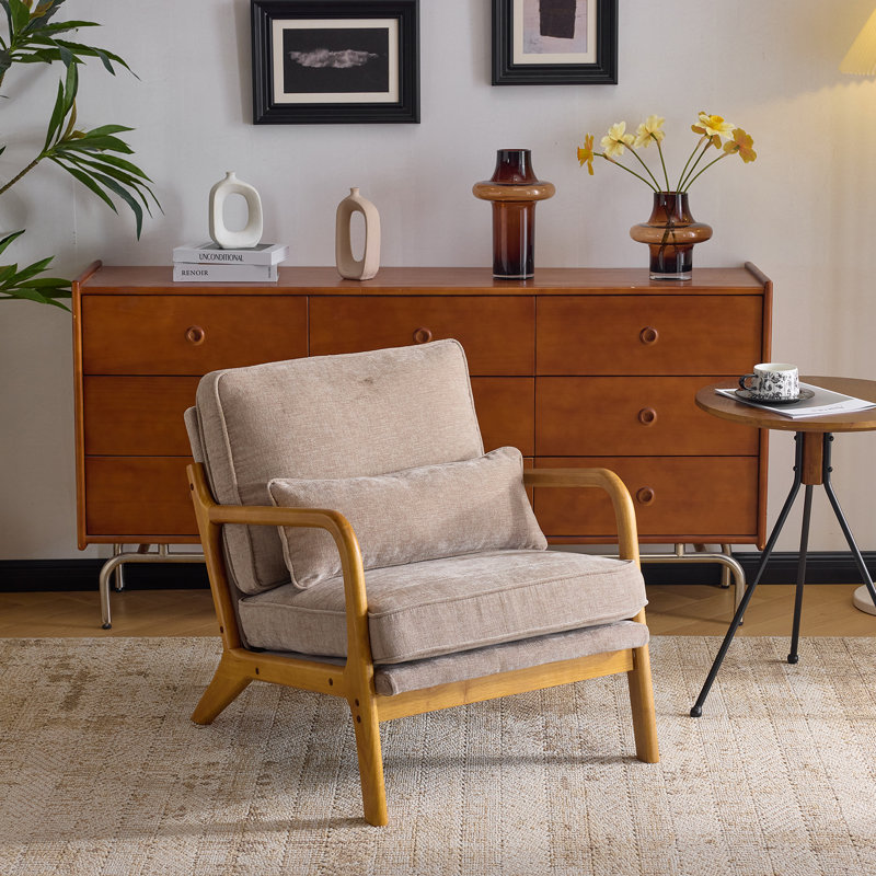 Fauteuil en chenille Mid-Century, Kaki