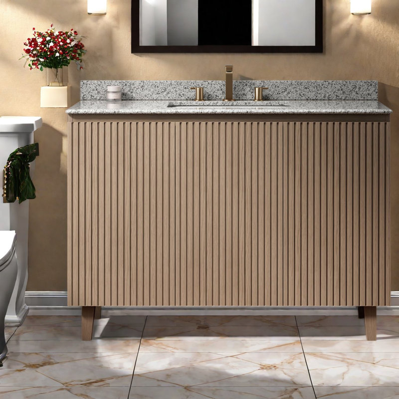 Meuble-lavabo moderne en bois avec plateau en granite 30 po Modern, 48.03