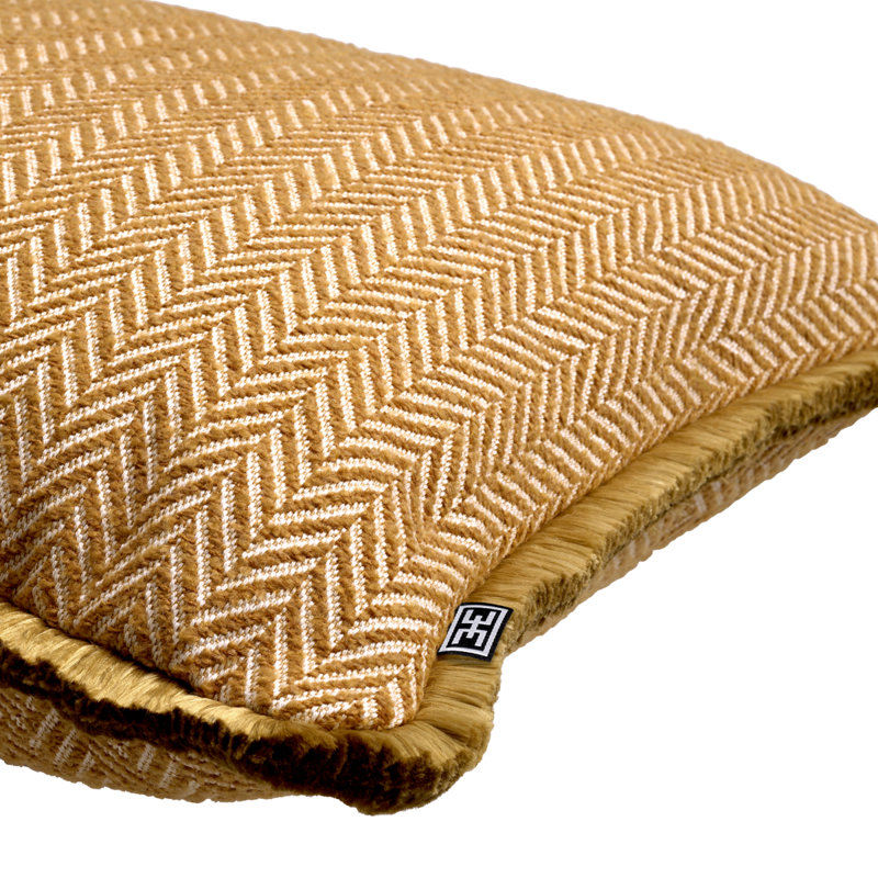 Housse et insert de coussin en mélange de polyester Kauai, Chevron ambre, Carré, H 19,69 po x l 19,69 po