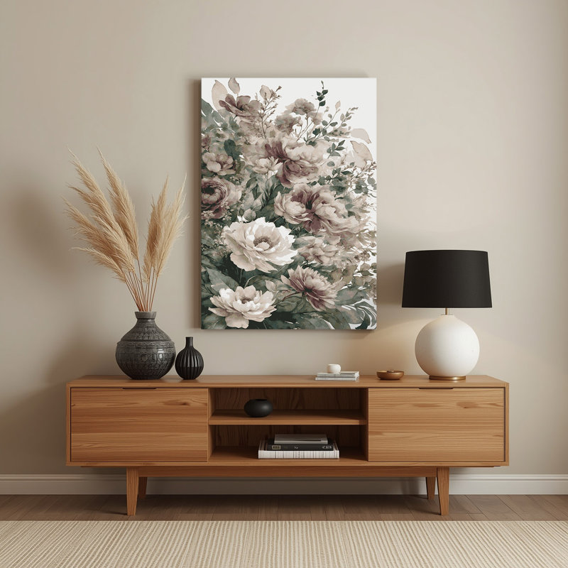 Aquarelle florale, art mural gris en métal 7, H 20 po x l 16 po