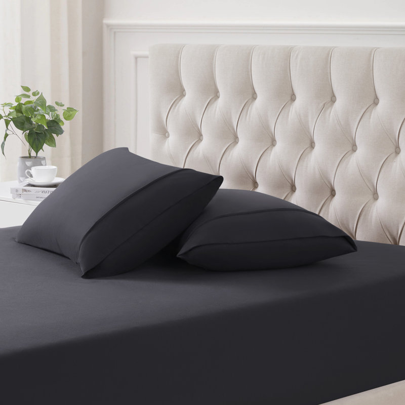 Solid Flannel Pillowcases Ultra Soft By Sweet Home Collection, King Pillow Case, Black
