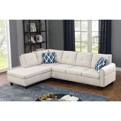 Paired L - Shaped Sofa In Beige 2Pc