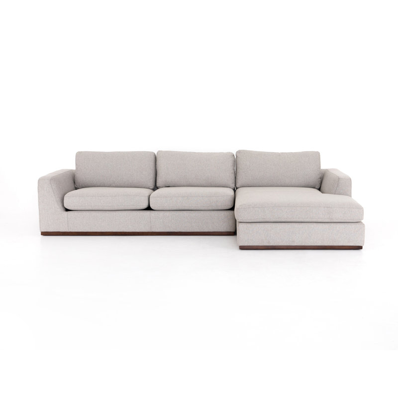 Colt Modular Chaise Sectional, Right Hand Facing, Aldred Silver Polyester Blend