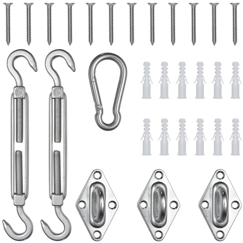 Ensemble de quincaillerie de voile d'ombrage triangulaire Yescom 8 "304 en acier inoxydable M6 accessoire 40 pièces pour auvent extérieur