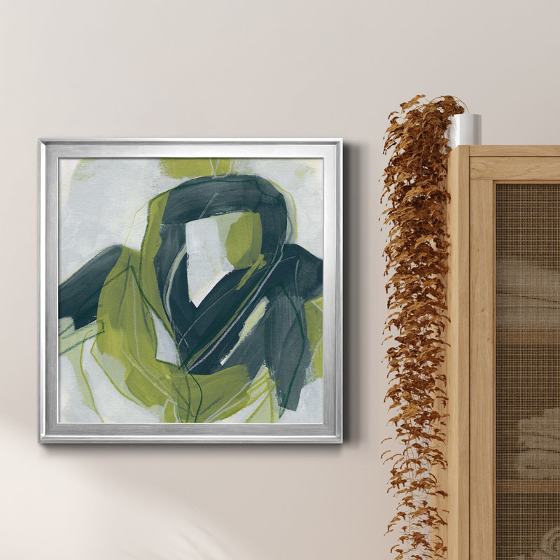 Verdigris Motion III - Print on Canvas, Silver Framed, 20" H x 20" W x 1" D