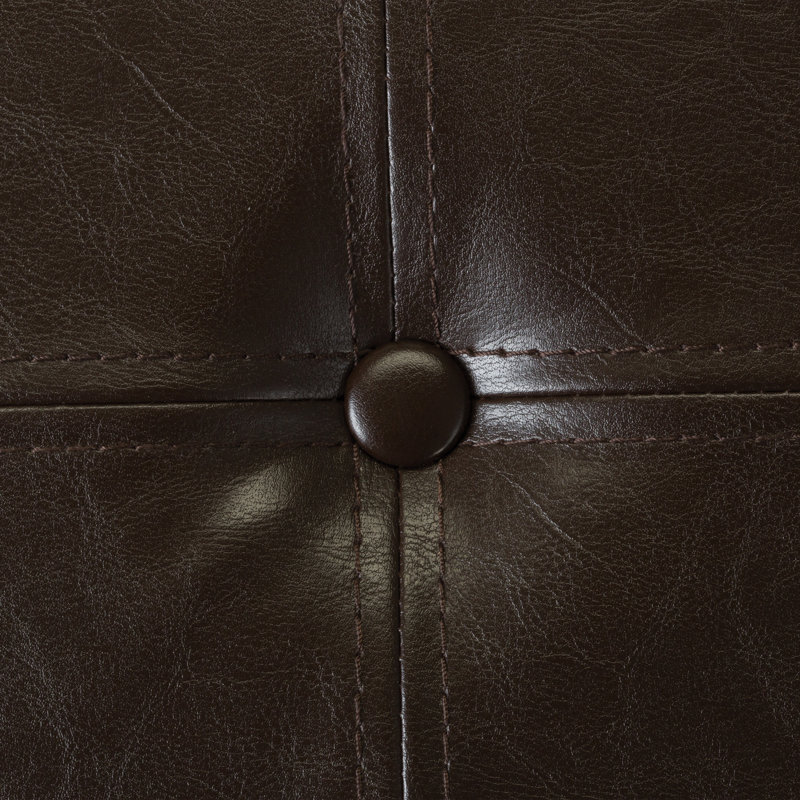 Besma Faux Leather Ottoman, Chocolate Faux Leather