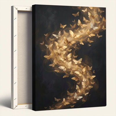 Golden Butterflies, reproduction d'art sur toile, ensemble de 1