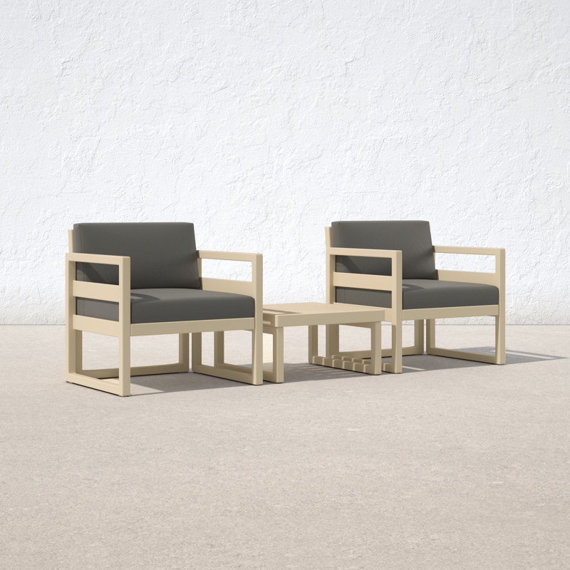 Kalani 2 - Person Patio Conversation Set with Sunbrella® Cushions, Taupe, Canvas Charcoal Sunbrella® Canvas