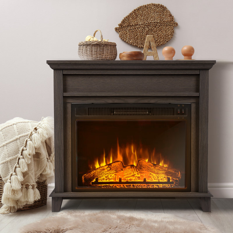 Annique 31.65" W Electric Fireplace, Gray