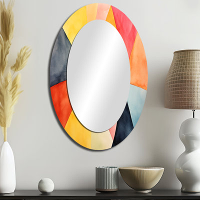 Carrelage géométrique aux couleurs douces I - Miroir mural moderne ovale