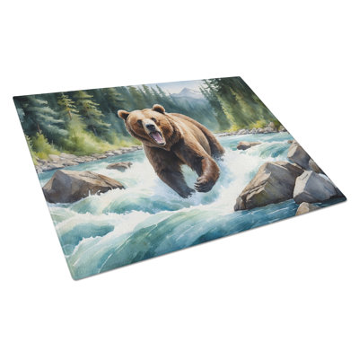 Alaskan Wilderness Grizzly Bear Glass Cutting Board