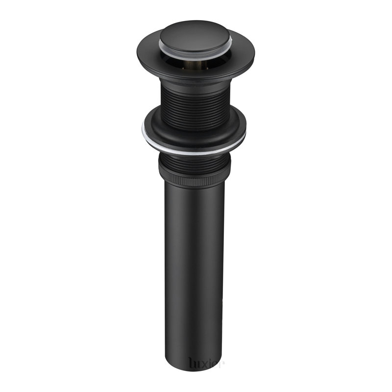 Pop-Up Bathroom Sink Drain Stopper with No Overflow, Matte Black