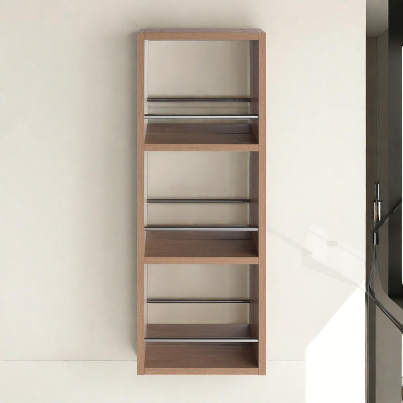 Armoire de toilette murale 10 po avec tablettes de rangement ouvertes et garde-corps en métal