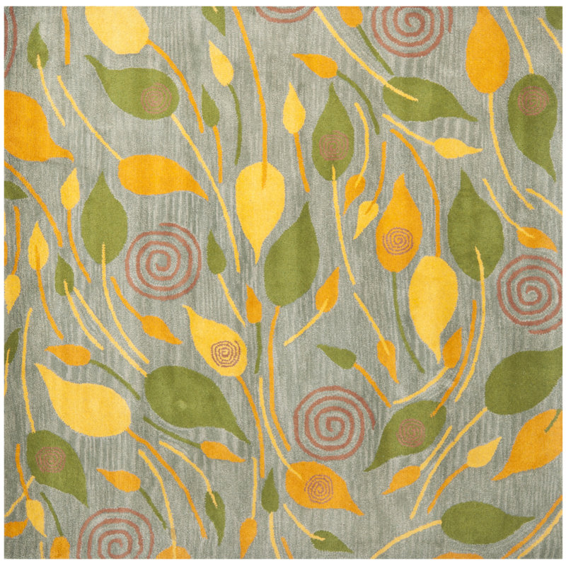 Soho Hand Tufted Wool Floral Rug, Square 6'