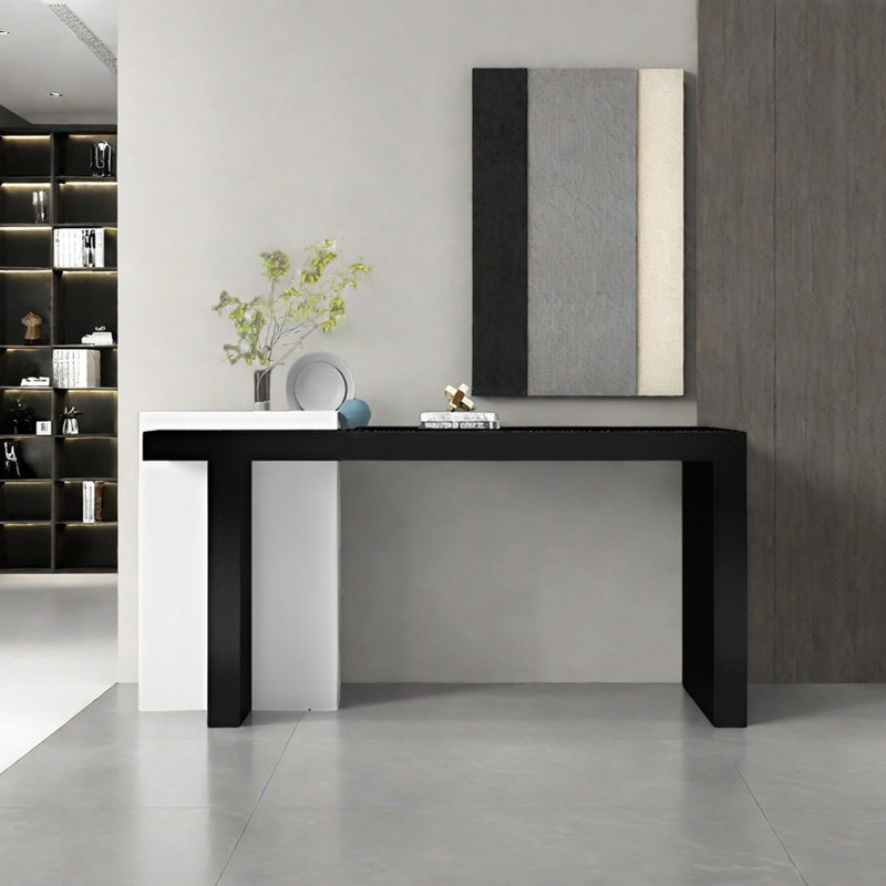 Console Modern Minimalist Art Design, H 37,4 po x l 62,99 po x P 15,75 po, Noir / blanc