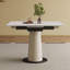 Table de salle à manger rétractable à dalle de roche pliante, table carrée extensible moderne avec base en acier inoxydable revêtue de cuir, table de cuisine à double usage pour les petits appartements