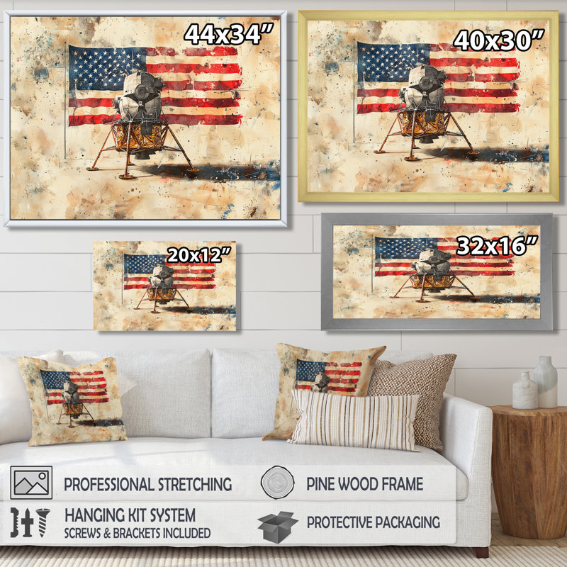 Décoration murale Kyralee Usa Moon Apollo 13 Mission III - Moon, H 12 po x l 20 po, Toile tendue, Ne s’applique pas