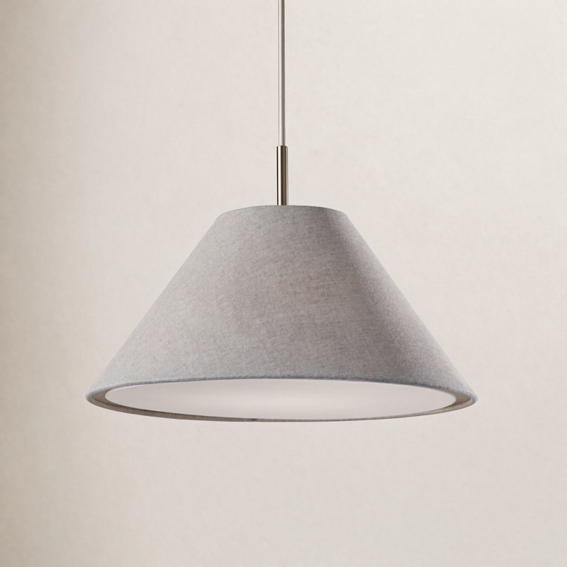 Luminaire suspendu simple en mélange de polyester à 1 lumière Finley, Gris