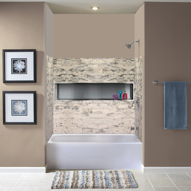 Sand Creme Subway Tile 36 x 60-in Bath Wall Kit