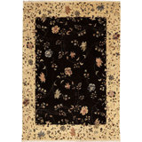 Hand-Knotted High-Quality Black and Beige Area Rug