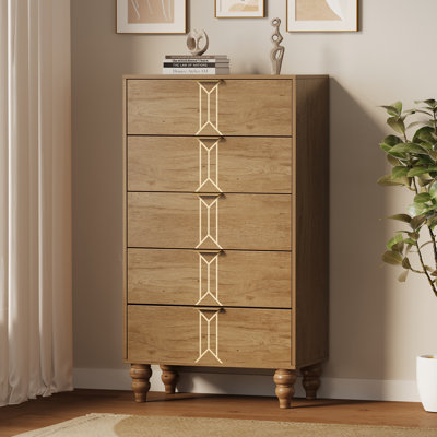 Commode haute 5 tiroirs en bois