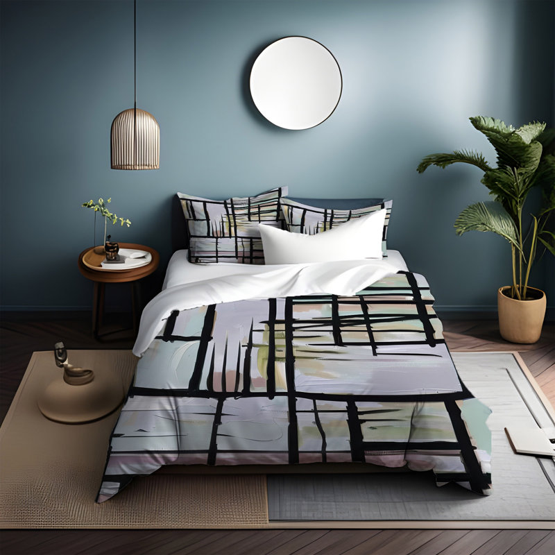 Polyester Abstract Duvet Cover, Twin Duvet Cover + 1 Queen Sham