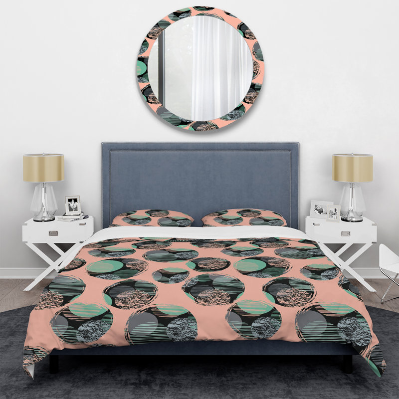 Motif de cercle noir - ensemble de housse de couette abstrait - polyester en microfibre
