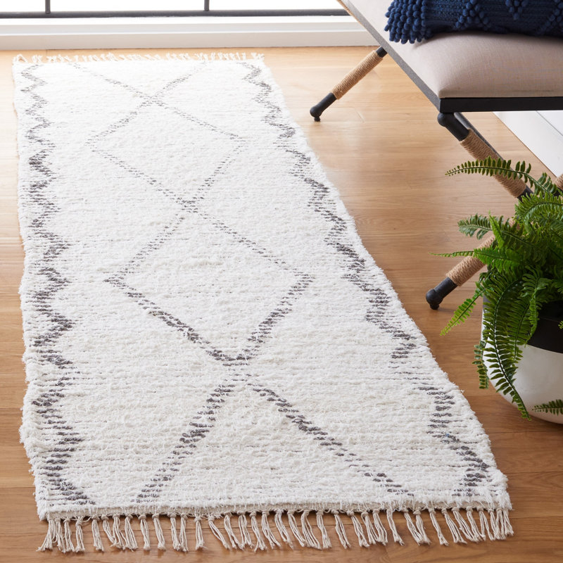 Anahy Hand Woven Cotton Geometric Rug, Runner 2'3" x 8'