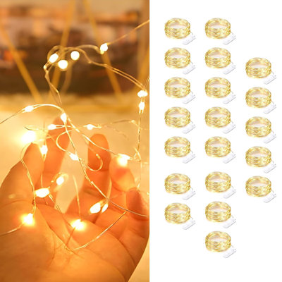 20 Pack 30 LED Micro Starry String Lights Battery Operated (Batteries NOT Included) – 9.8ft Waterproof Silver Wire Fairy Lights for DIY Party, Wedding, Garden, Table, Indoor & Outdoor Decorations