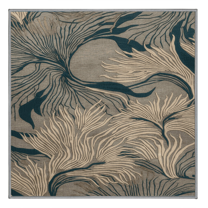 Tapis gris lavable à la machine, Carré 8 pi