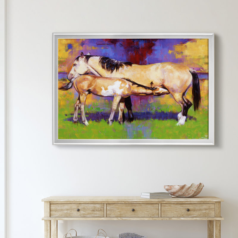 «Contenu», reproduction d'art sur toile, H 26,5 po x l 36,5 po x P 1 po, Cadre argenté