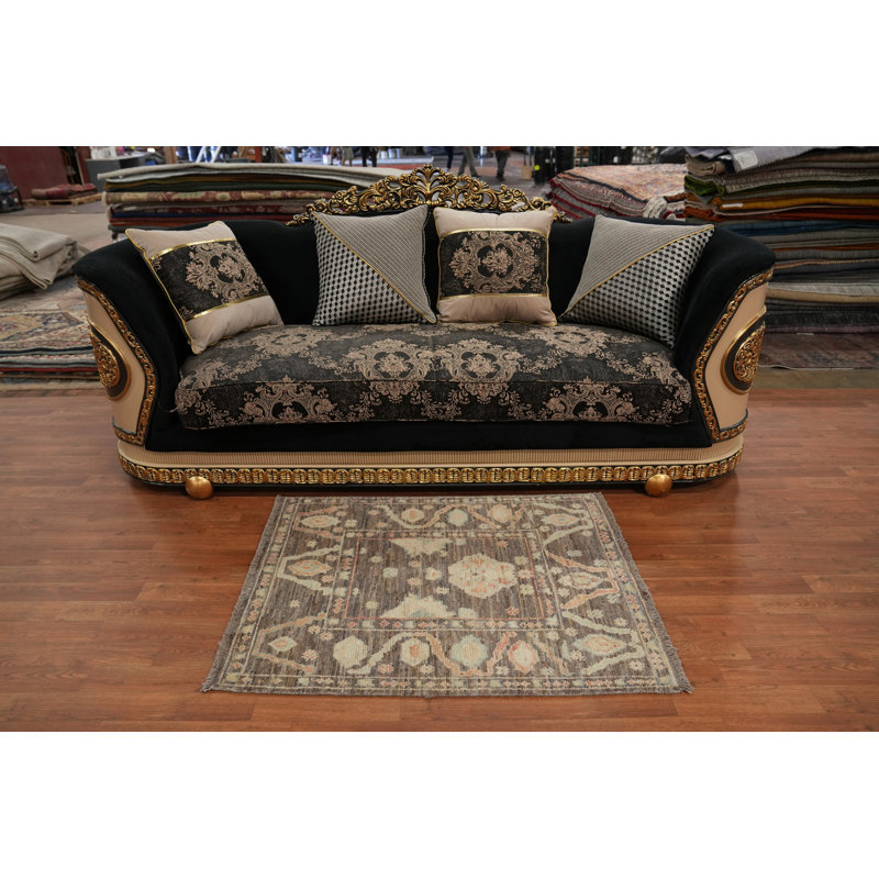 Tapis brun teint en laine Oushak 3 x 4