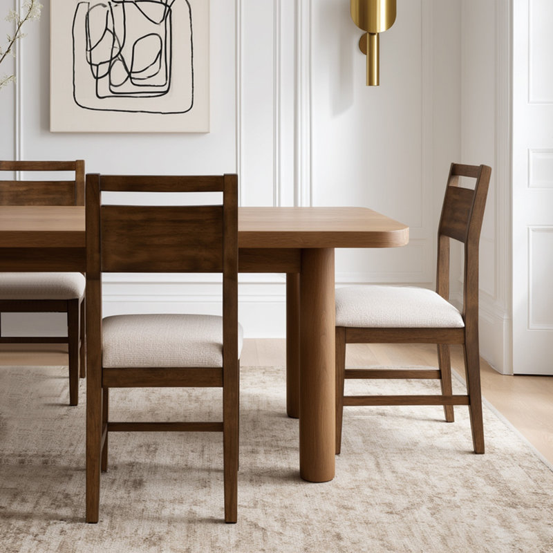 Chaise de salle à manger rembourrée Mid-Century avec structure en bois au fini noyer, Noyer