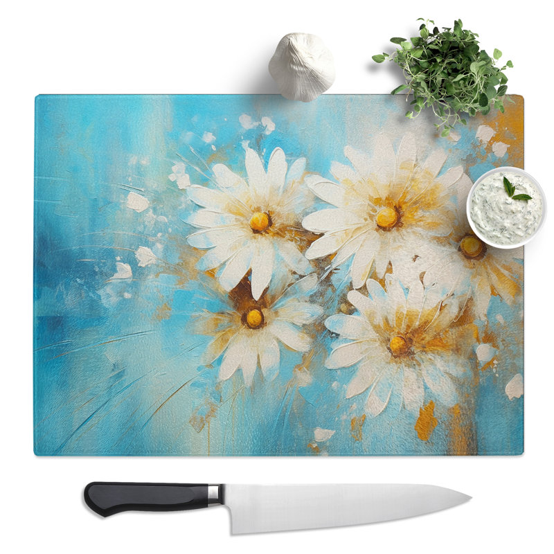 Daisy Abstract No.2  Glass Chopping Board